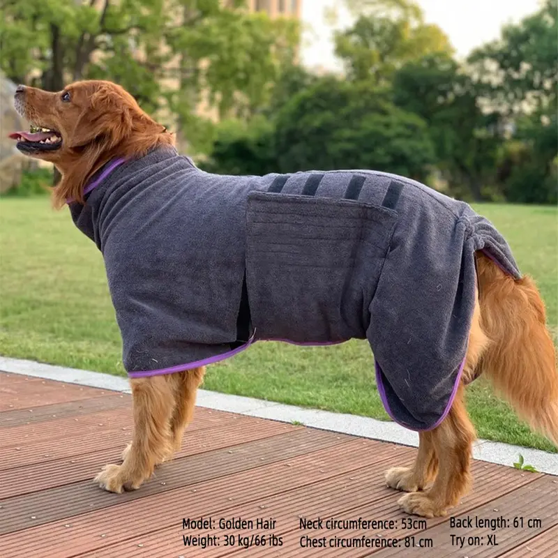 Pet Bath Robe, Dog Drying Coat, Soft Dog Towel Robe, Absorbent Dog Drying Robe, Soft Dog Bathrobe, Fast Drying Dog Dressing Gown for After Bath Beach Pool, Dog Grooming, Christmas Gift, Dog Stuff 6