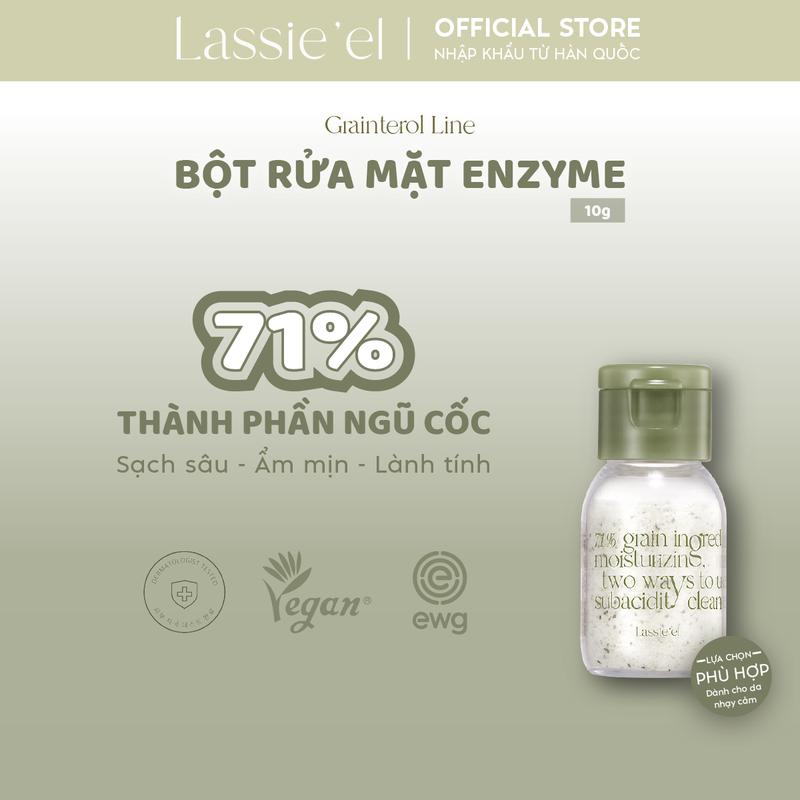 Bột rửa mặt và tẩy tế bào chết hằng ngày enzyme Lassie'el chiết xuất từ thiên nhiên sáng da không kích ứng 10g Hàn Quốc