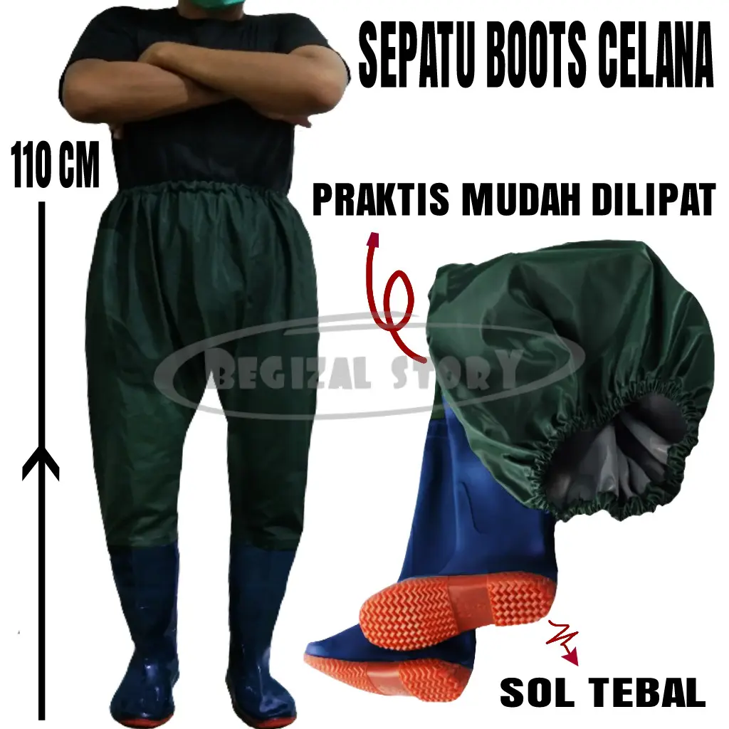 SEPATU BOOTS KARET CELANA PANJANG SEPINGGANG PETANI SAWAH ((110CM )) SEPATU SAWAH ANTI KEONG
