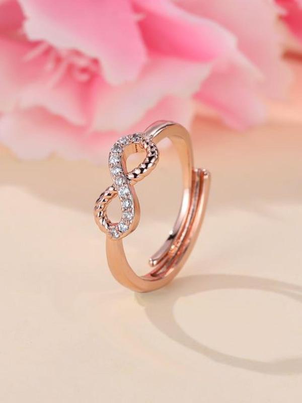 Summer 2024 Fashion Hollow Out Design Rhinestone Inlaid Ring, Infinity Ring, Simple Jewelry for Party, Club, Casual Trendy Accessories for Women & Girl, Birthday Gifts 6