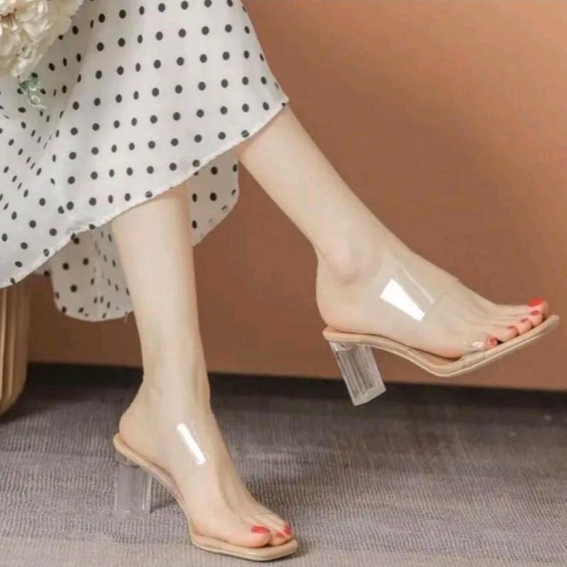  Dép gót cao 9 cm vai mike 2 dây trong suốt sang chảnh ,tiểu thư NT13 Nữ DéP Shoes GiàY 