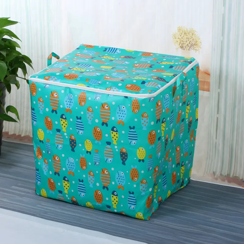 Túi đựng chăn màn quần áo giỏ vải canvas cớ lớn 100L túi đựng đồ đa năng gấp gọn tiện lợi có khóa kéo và tay xách H79 6