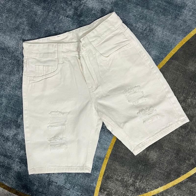 QS7A250 QUẦN SHORT JEAN NAM  BOY PHỐ MÀU TRẮNG RÁCH DỊP MẶC THƯỜNG NGÀY QUẦN ĐÙI NAM MÃ Menswear Cotton Có Túi Pants