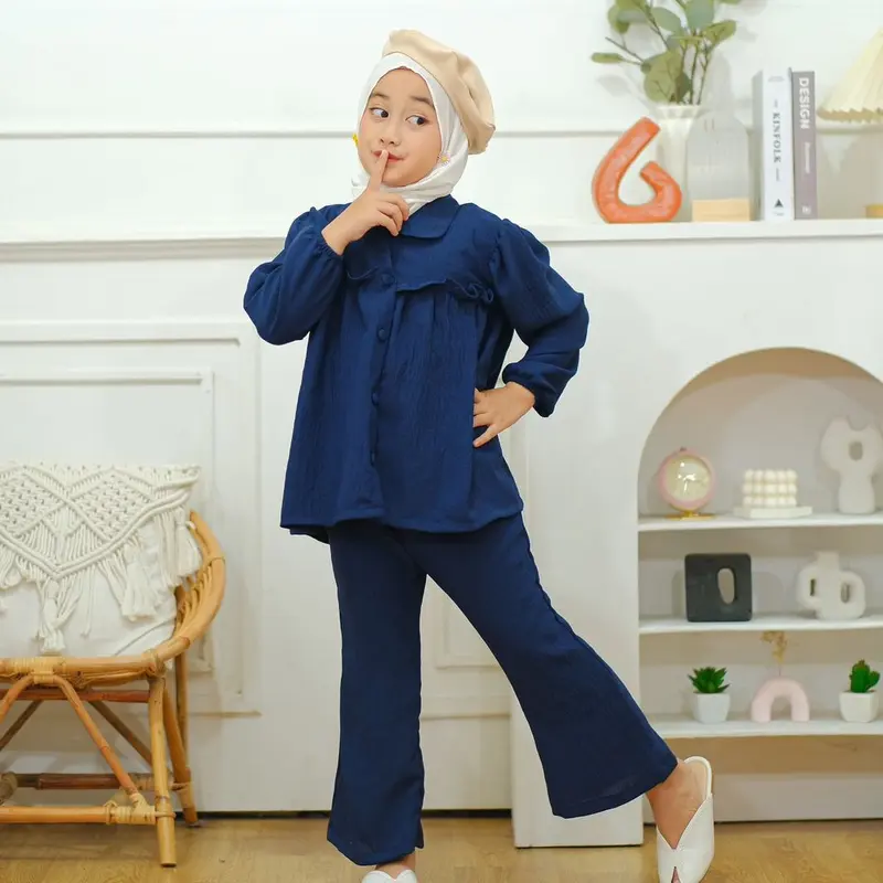 Set Zaina Set Anak Rayon Airflow Neeca Kiddos Size 6 8 10 12 14 Tahun Setelan  Baju  Muslim  Crinkle 3