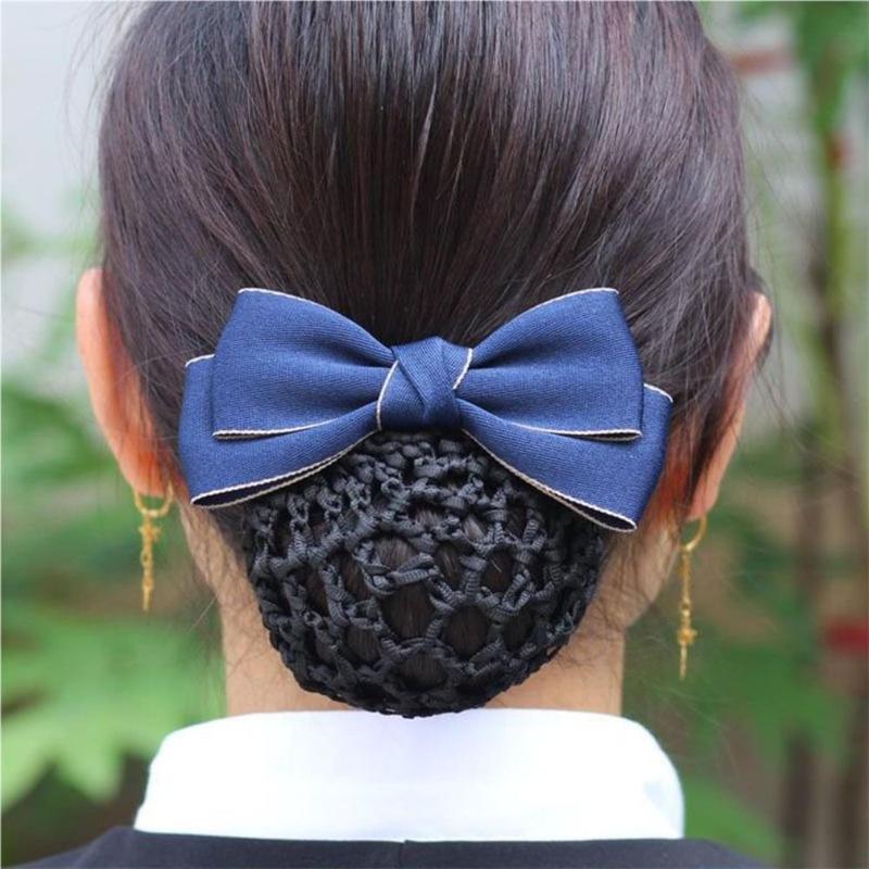 Elegant Ribbon Bowknot Spring Clip Headwear Korean Style Hair Net Cover Hair Accessories Hairpin Bun Snood Nurse 1