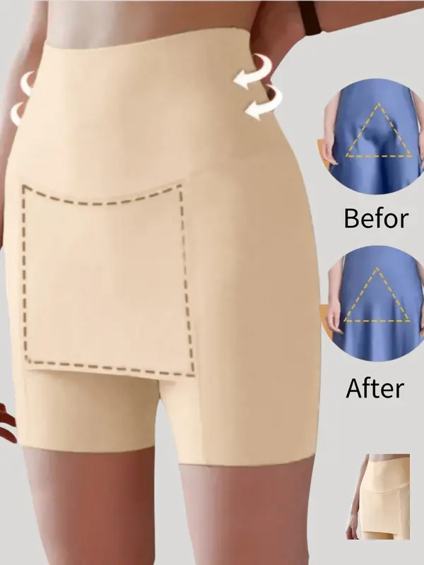 3 Counts Women's Leggings High Waist Tummy Control Seamless Shorts-Double Layer Shapewear For A Smooth Silhouette, A Must-Have For Windy Days 1