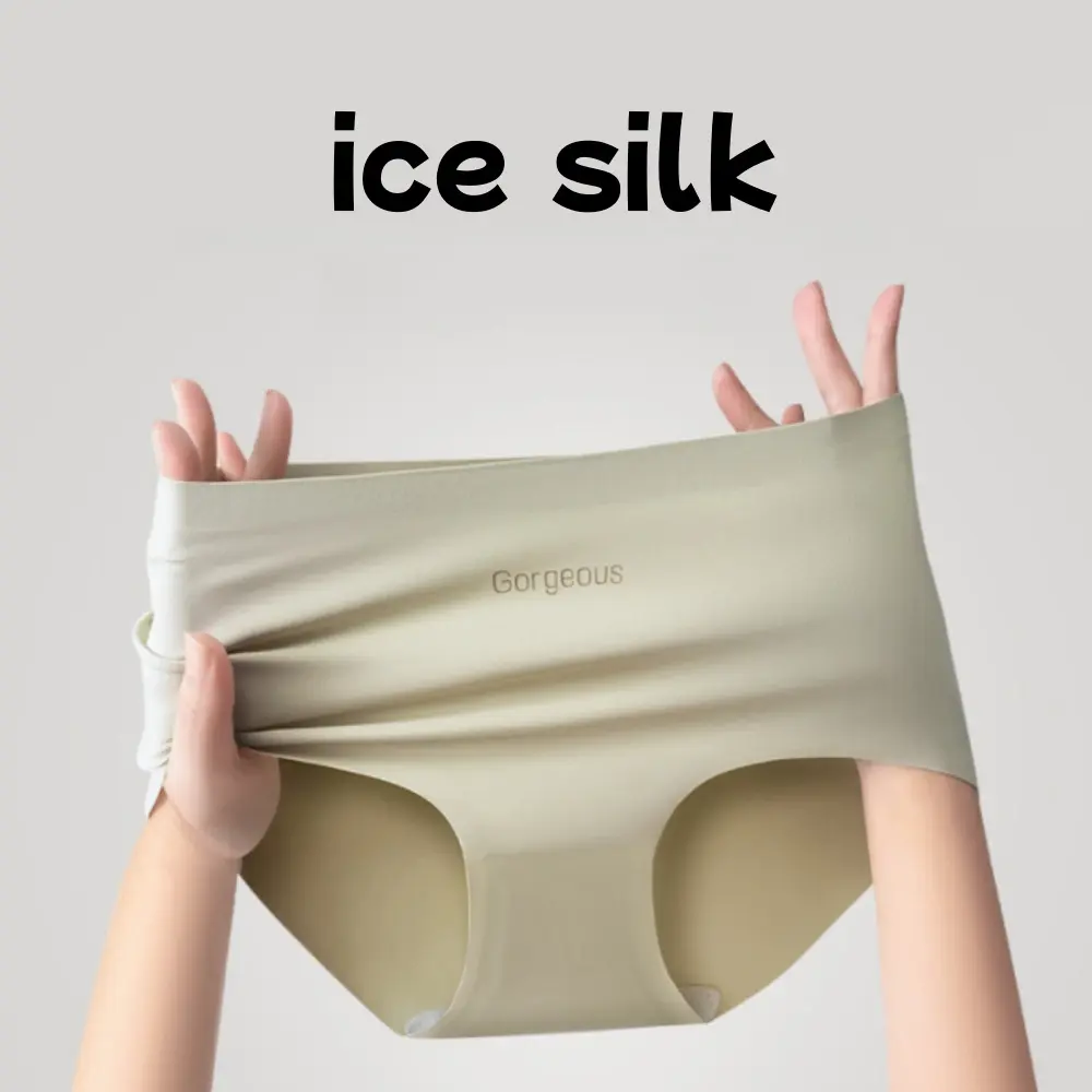 【Fast Delivery】Seamless Mid Waist Panties Ice Silk Solid Color Briefs Traceless Thin Breathable Intimate Underwear For Girls