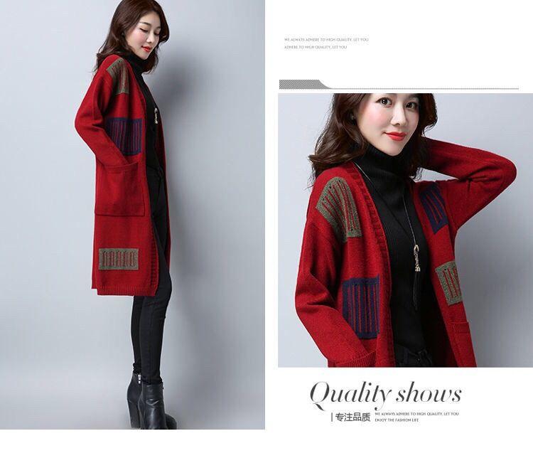 Product Introduction of Áo Cardigan Dệt Kim, Phong Cách Hàn Quốc Mới, Dài Trung Bình Cho Phụ Nữ, Quần Áo Của Các Bà Mẹ Trẻ Trung, Áo Len Ngoài Dáng Rộng, Thích Hợp Cho Mùa Thu, Áo Khoác Mới, 2020 Top Women Màu Đỏ 14