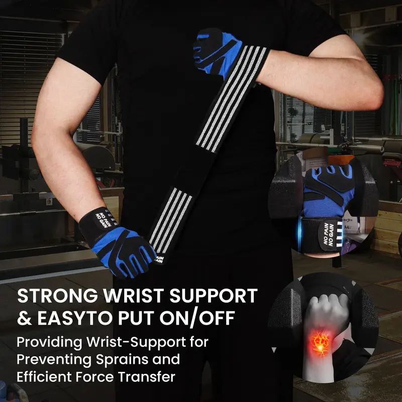 Full Finger Weightlifting Workout Gloves, 1 Pair Non-slip Padded Grip for Weight Lifting & Gym Fitness Exercise Training, Ideal Gift for Men 2