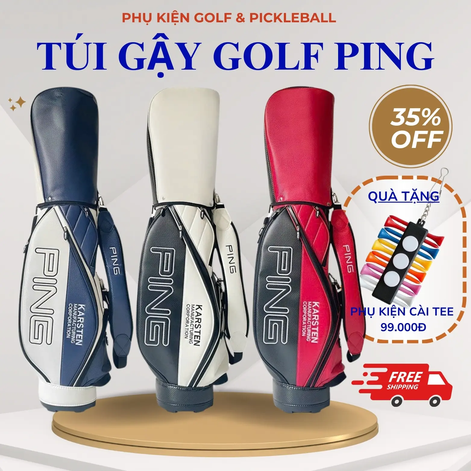 ( Tặng Phụ kiện ) Túi đựng gậy Golf Ping mẫu mới – CH379 Bag Túi Thể Thao Sport