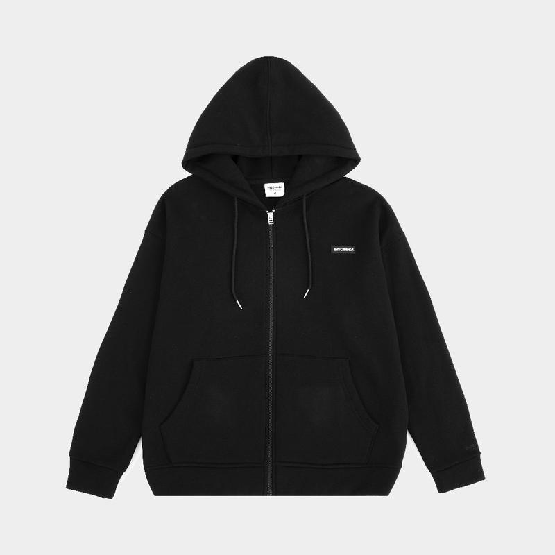 Áo khoác hodiezip nỉ thêu logo nam nữ Menswear Hoodie Jean Dài Tay Kaki Có Túi Nhung Đen thông thường thường