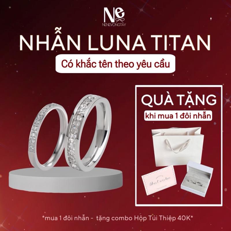 [CÓ LẺ] Nhẫn titan LUNA nene không đen không rỉ - có khắc tên tự chọn - dành cho nam nữ thời trang
