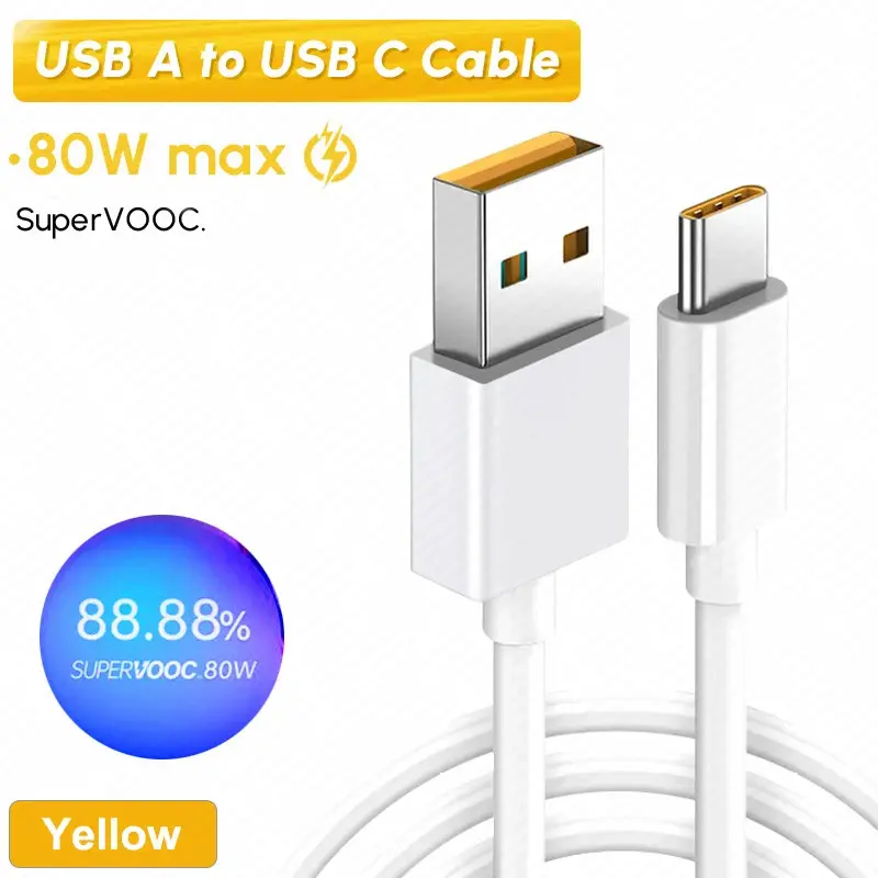 Bộ sạc nhanh dành cho OPPO, Cáp Supervooc Vooc 80W 65W, USB Type C, Tương thích với Oppo Find X6 X5 X3 Pro N2 N3 Flip Reno 10 9 8 6 Pro A98 A78 A57s Phụ Kiện 7