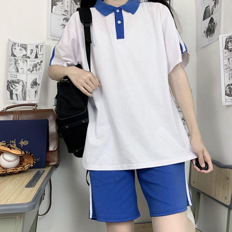 Áo Polo, Cổ Áo bẻ xuống, Trang Phục Mùa Hè, ngắn Tay, Thích Hợp Cho Học Sinh Trung Học Cơ Sở Và Trung Học, Quần Đùi Trẻ Trung, Bộ Đồ Thể Thao, Thích Hợp Cho Lễ Tốt Nghiệp, Đồng Phục Lớp Học 3