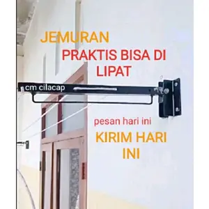 Jemuran dinding lipat praktis(2pcs)4 baris.Bonus Tali khusus10meter