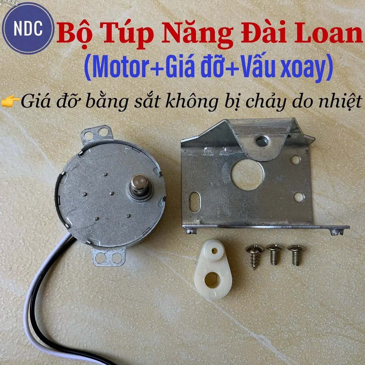 Bộ Túp Năng, Nhông Điện Đài Loan SX 220V, Pát Giá Đỡ Sắt (Chống Chảy)