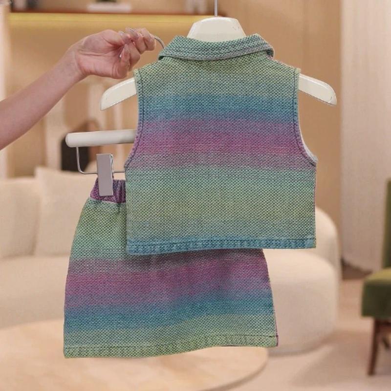 Trang Phục Mùa Hè Cho Bé Gái, Thời Trang Mới Nhất, Trang Phục Denim Lưới, Cỡ Lớn, Sành Điệu, Dành Cho Trẻ Em, Quần Áo Mùa Hè Cho Bé Gái, 2025 1