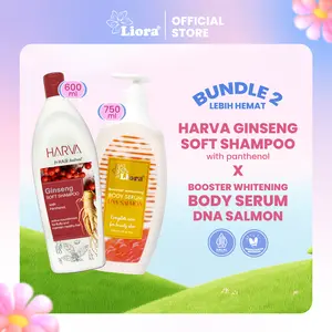 [Bundle Hemat - 2 Pcs] LIORA Booster Whitening Body Serum DNA Salmon 750ML + Harva Shampoo Ginseng Soft&Smooth 600ml | Kulit Cerah & Rambut Sehat Halus dengan Perawatan Harian Lengkap