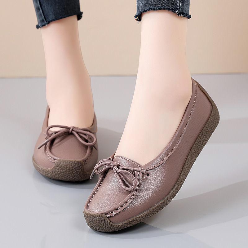 Giày Doug Da Thật Giày Đế Gân Nữ Giày Lười Cho Mẹ Giày Đế Bằng Thường Ngày 5