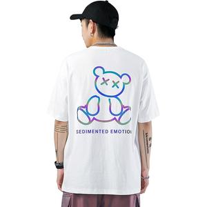 夏の新作純綿メンズTシャツ、ファッショナブルなプリント、ゆったりとした通気性の良い万能カップル向けトップス