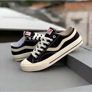 New!! Ventela Public Low Black Natural Pria Wanita Kekinian / Sepatu Sneakers Hitam Putih Kasual Termurah Hak Datar Canvas Casual Shoes