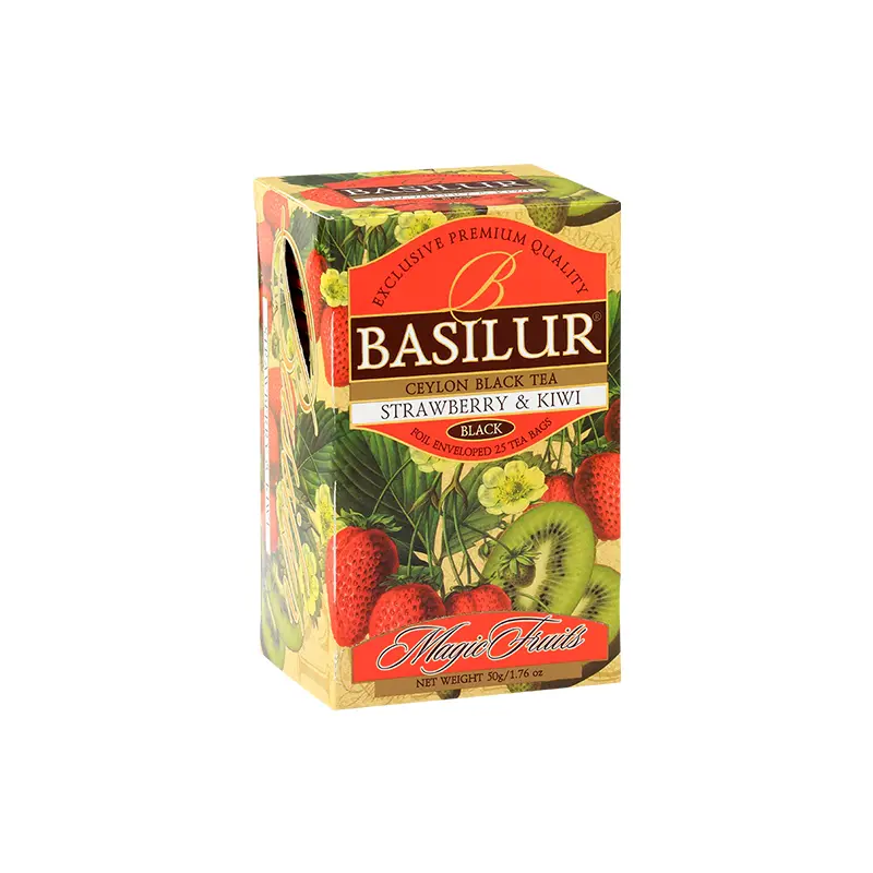 Trà Đen Ceylon Basilur Vị Dâu Tây & Kiwi 50g (Hộp Giấy)