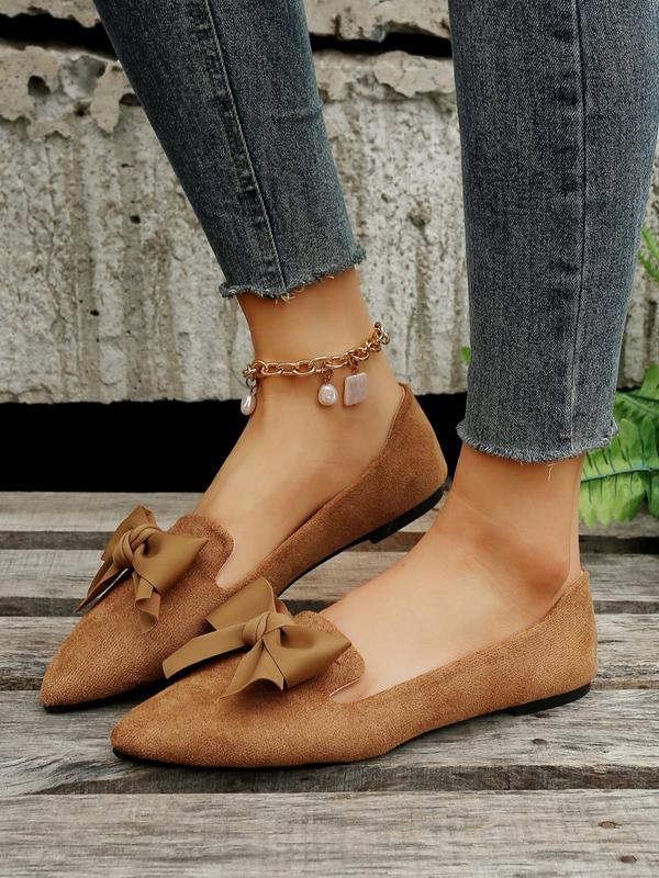 Women's Elegant Bow Decorated Slip on Flats, 1 Pair Fashionable Pointed Toe Flat Shoes for Daily Wear, Breathable Comfortable Shoes for Daily Wear, Perfect for Women and Outdoor 1