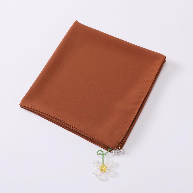 Product Introduction of Crystal flower pearl scarf | 90cm chiffon square | Hui sweet headscarf | Malaysian Internet red with | light luxury everything selendang  bahu sulam  shawl sahara  shawl selendang 10