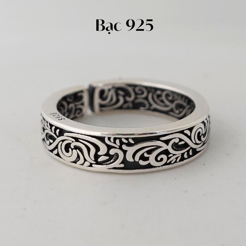Nhẫn bạc freesize  M79 họa tiết 2 mặt phù hợp cả nam và nữ | Midas Jewelry | Hoa phụ kiện Voi Voi Women