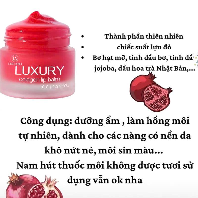 Dưỡng Hũ Lựu Đỏ Kích Màu Môi Luxury Collagen Lip Dưỡng Môi Kích Dưỡng Ẩm Màu Sau Phun Xăm Cho Nữ 6