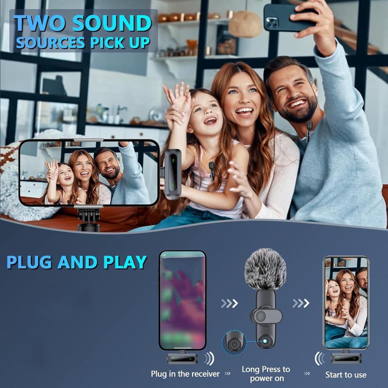 Wireless Microphone, Professional Wireless Microphone for iPhone & Android Phone, Clothing Microphone for Video Recording, Teaching, Interviews, Podcast 4