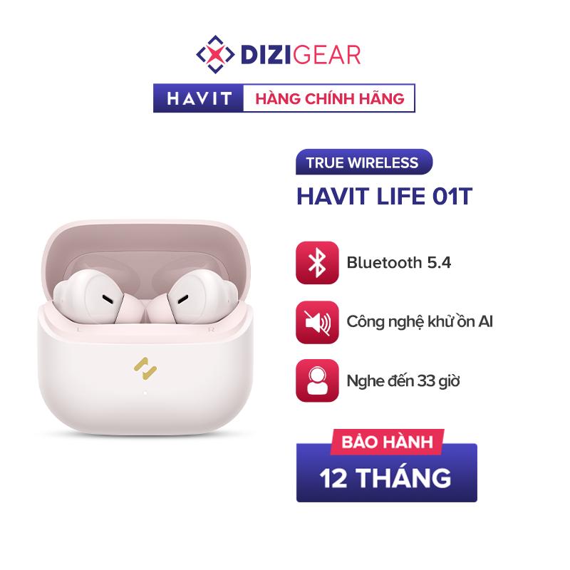 Tai Nghe TWS HAVIT Life 01T, BT 5.4 Gọn Nhẹ, Màng Loa 13mm, Công Nghệ AI Khử Ồn, Nghe Đến 33H - Hàng Chính Hãng