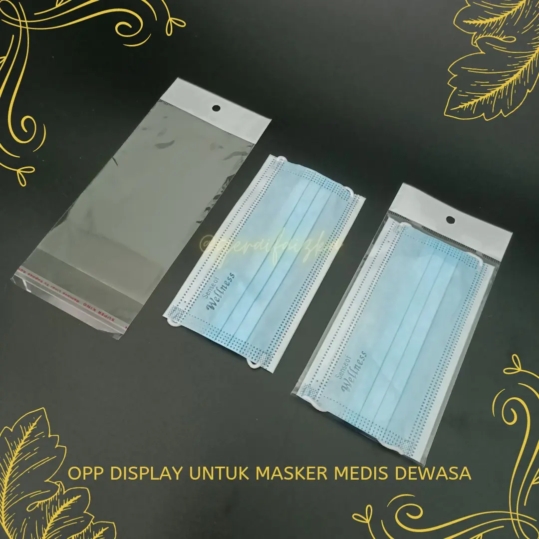 PLASTIK OPP DISPLAY UNTUK MASKER MEDIS DEWASA 10x18