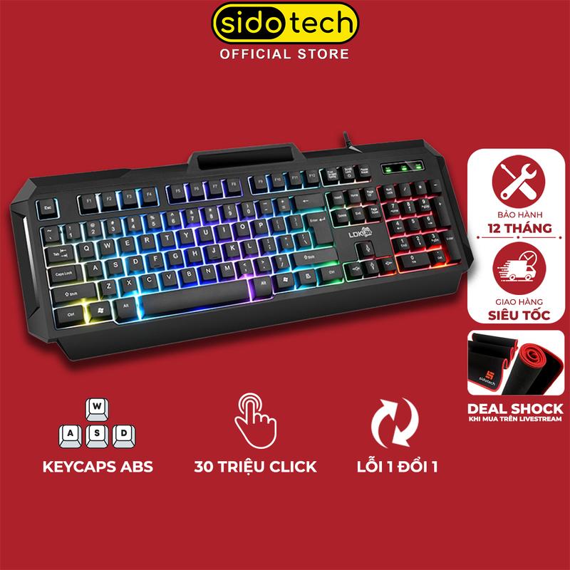 Bàn phím máy tính gaming SIDOTECH V5 PRO có dây thiết kế full size 104 key đèn led RGB thiết kế công thái học phù hợp chơi game và làm việc văn phòng