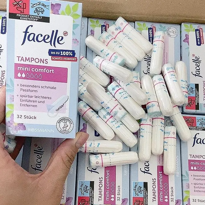 Tampon Facelle Đức size Mini Hộp 32 chiếc , cho ngày đầu và cuối chu kì và rong kinh