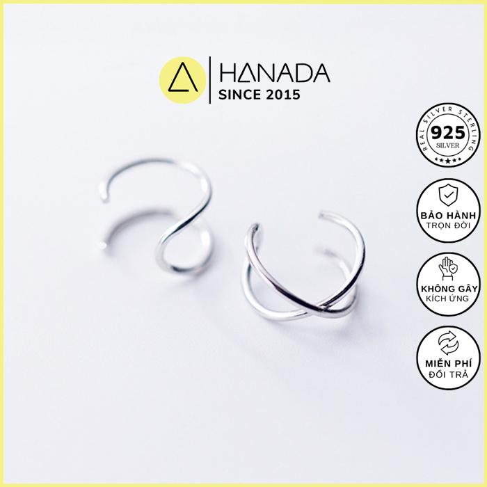 [BH TRỌN ĐỜI] Bông Tai BẠC 925 HANADA khuyên tai Kẹp Vành Tai Mảnh Không Cần Lỗ Xỏ Không Đá Đơn Giản khuyên không bấm Nam Nữ 1814 + 1817 A10