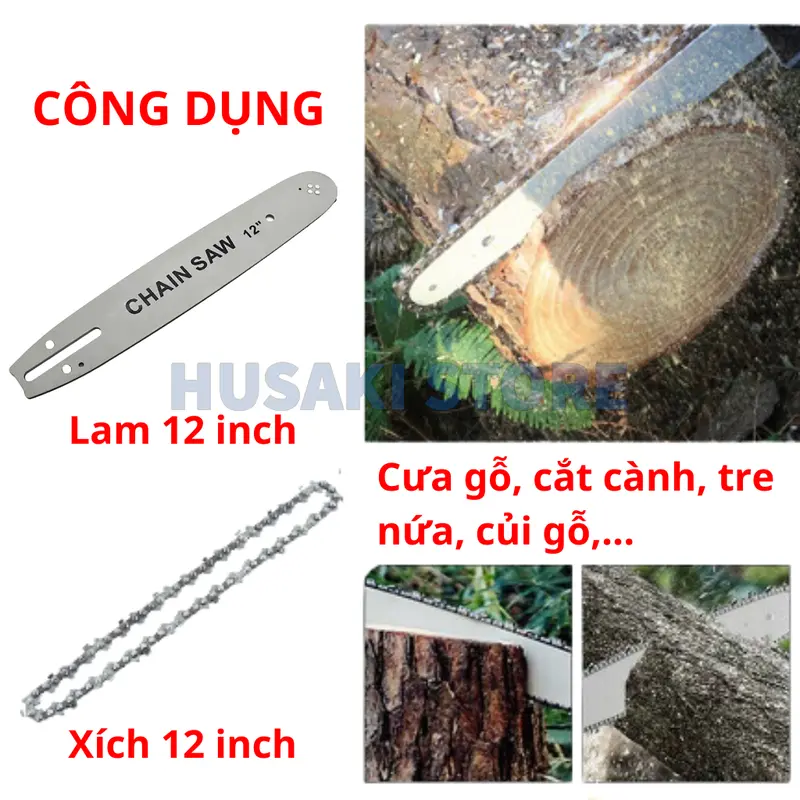 Lam xích máy cưa 12 inch phụ kiện máy cưa xích cầm tay các loại máy cưa điện, cưa xăng, cưa gỗ,... 6