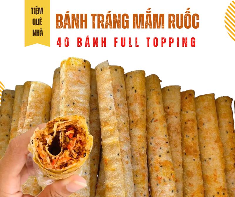 COMBO 40 FULL TOPPING - Bánh tráng nướng mắm ruốc - Đặc sản Phan Rang - Ăn vặt, Snack - Tiệm Quê Nhà