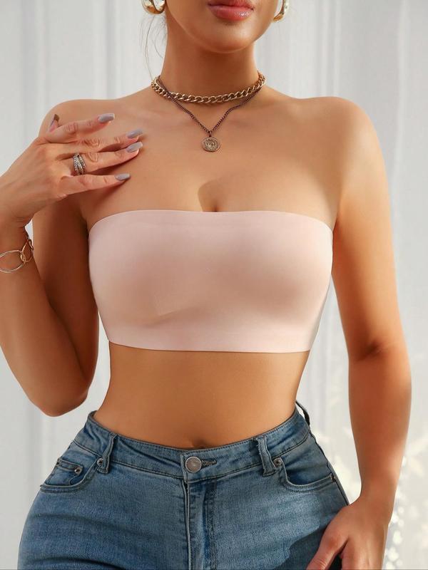 Women's Solid Wireless Strapless Bandeau Bra, Soft Comfortable Breathable Bra, Women's Lingerie for All Seasons 7