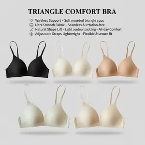 Summer Thin Seamless Bra Small/Flat Bust French Triangle Cup Wireless Sexy Invisible Comfort Lingerie - Bra Tipis Tanpa Jahitan Musim Panas Dada Kecil/Datar Cup Segitiga Prancis Tanpa Kawa