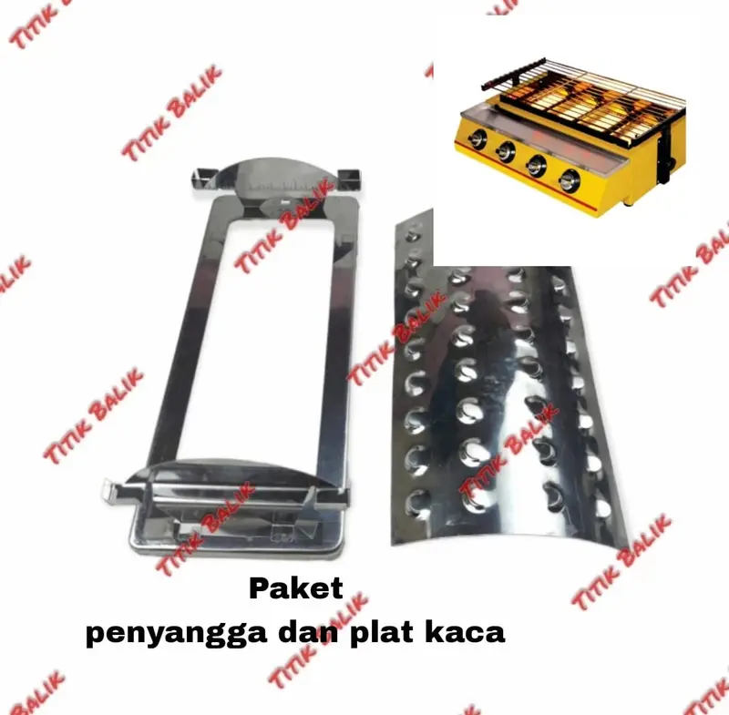 dudukan kaca dan plat bakar kompor panggang - paket dudukan dan plat bakar kompor sosis 1