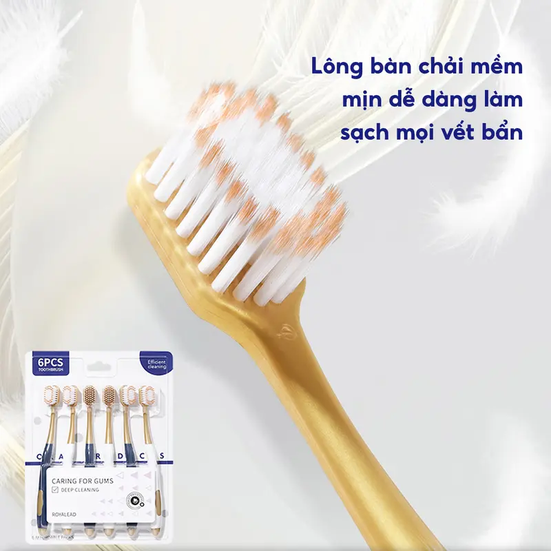 Bộ 6 bàn chải đánh răng lông tơ mềm mại JYoohome Than tre hoạt tính nội địa Trung lông mềm, chải siêu êm bàn  chai 1