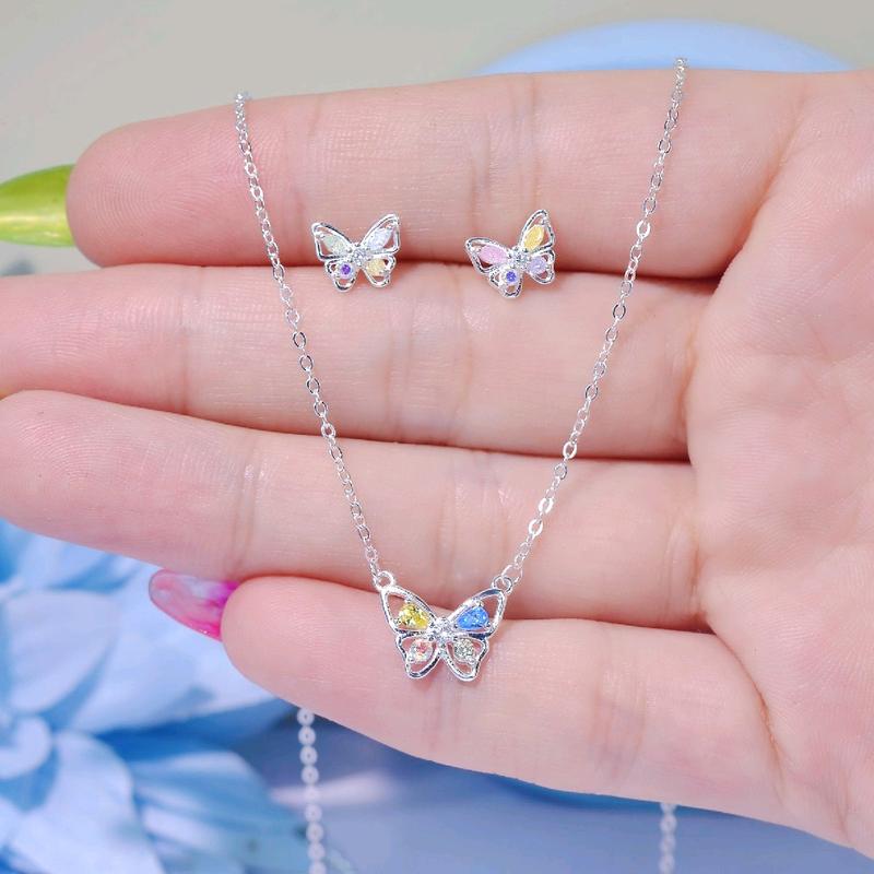 Combo dây chuyền và khuyên tai bạc ys925 Hồ Điệp TABJ 1