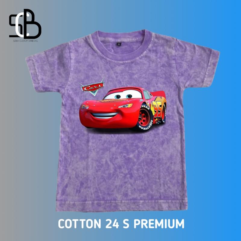 Kaos Anak Cars Mc Queen Katun washed Premium Fashion 0