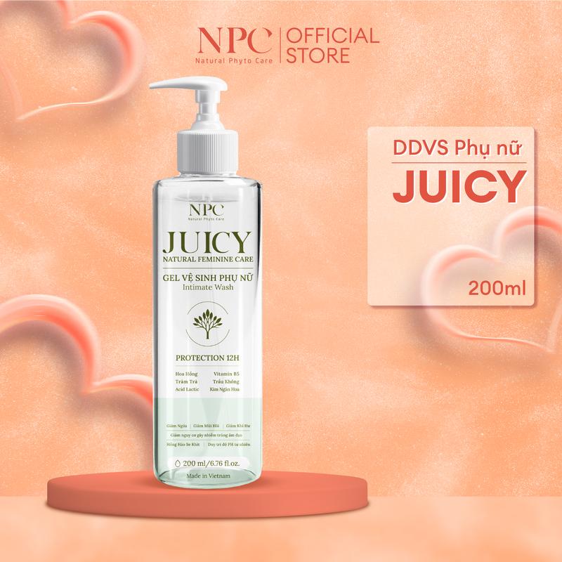 Dung dịch vệ sinh phụ nữ Juicy trầu không tràm trà tràm trà giảm ngứa, không paraben an toàn cho mẹ bầu - chai 200ml
