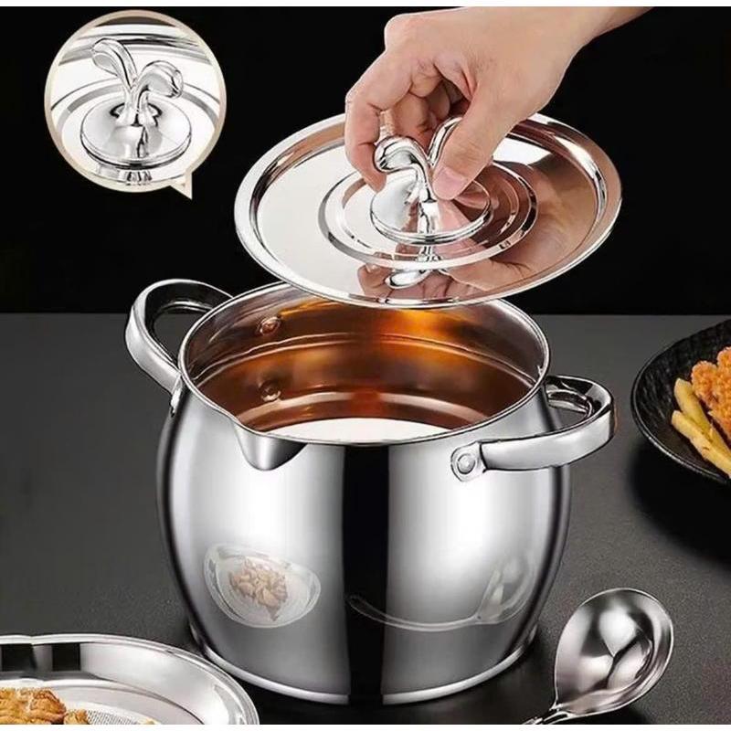 Hũ tặng muỗng inox 304 tròn đa năng có nắp đậy size 1lít âu inox có tay cầm đựnġ thức ăn tích trữ dầu mỡ