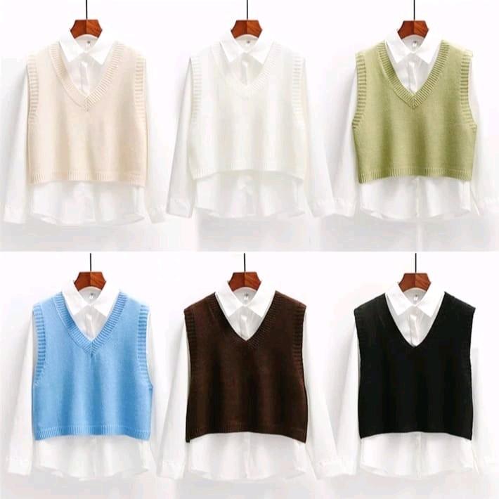 ROMPI CROP RAJUT - FUCHIA VNECK 1