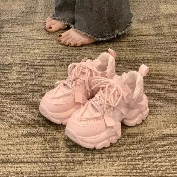 Dad Shoes Đế Dày, Melard, Phong Cách Mới, Siêu Nhẹ Và Thoáng Khí, Dành Cho Nữ, Phong Cách Ins Tăng Chiều Cao, Dễ Phối Đồ, Giày Thể Thao Hợp Xu hướng, Phát Hành Năm 2025