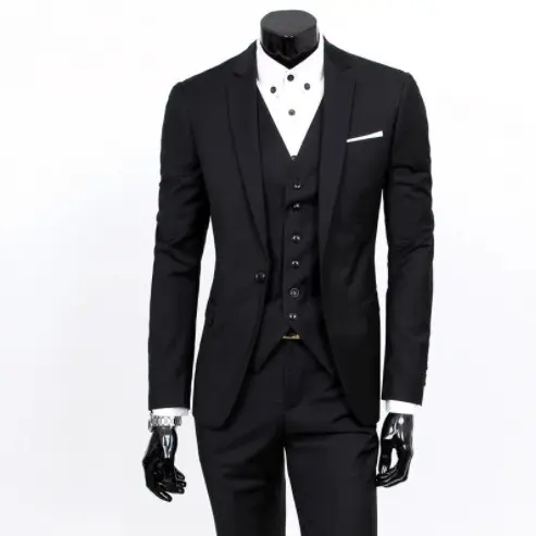 Men's 3-Piece Slim Fit Suit - Korean Style Blazer+Pants+Vest |   Wedding Groom Suits, Business Formal & Casual Office Wear |   Best for Groom, Groomsmen & Party (Free Size Customization)