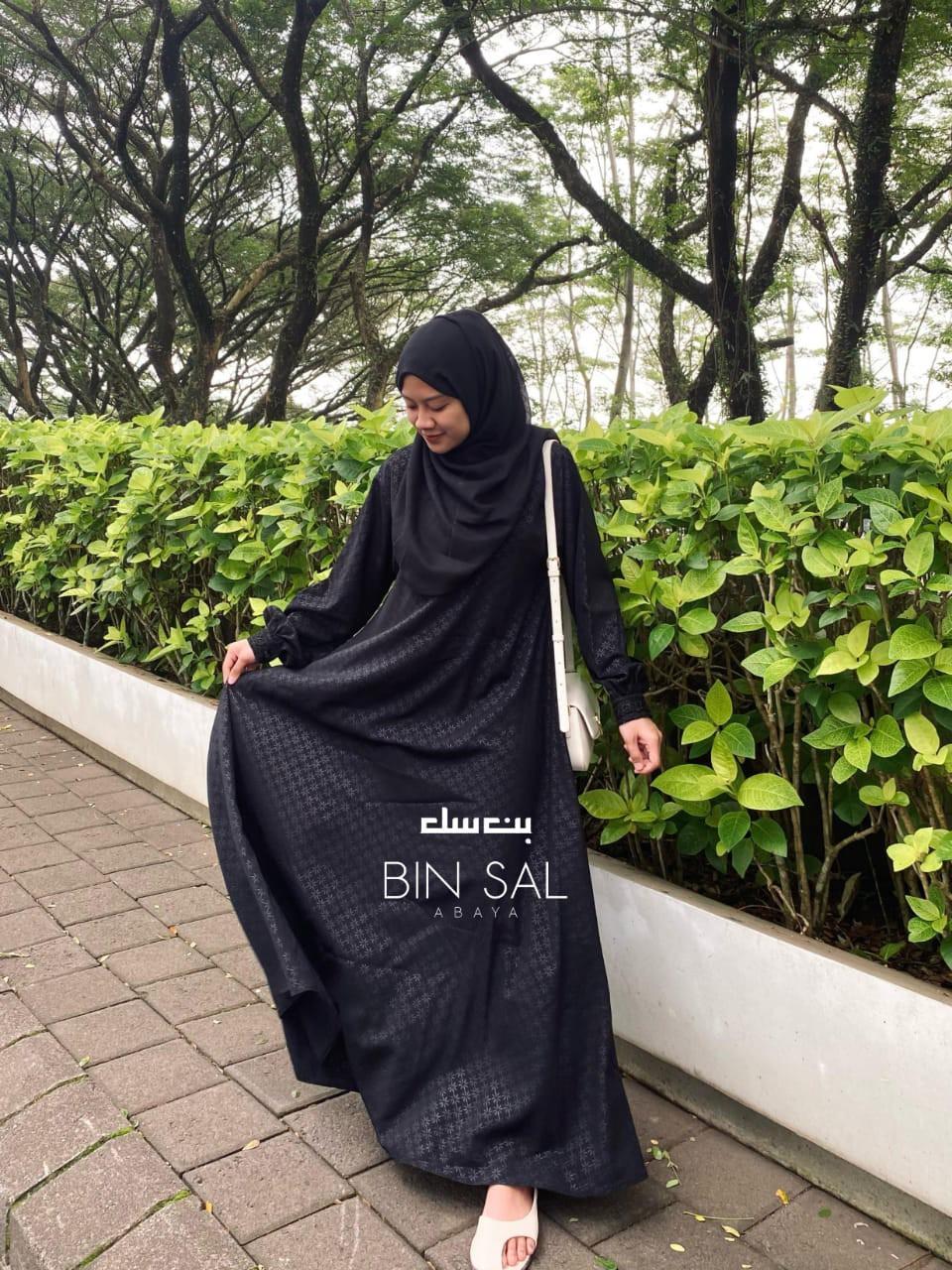 abaya embos basic star forzaleta exclusive Lembut Gamis Simple Wanita Muslim - star, S